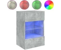 TV staliukas Sieninė TV spintelė su LED lemputėmis, betono, 40x30x60,5cm