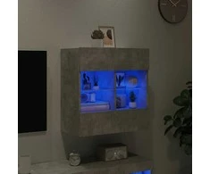 TV staliukas Sieninė TV spintelė su LED lemputėmis, betono, 58,5x30x60,5cm