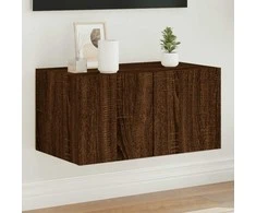 TV staliukas Sieninė TV spintelė su LED lemputėmis, ruda ąžuolo, 60x35x31cm