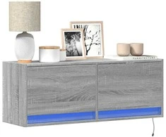 TV staliukas Sieninė TV spintelė su LED lemputėmis, pilka, 100x31x35cm
