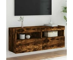 TV staliukas Sieninė TV spintelė su LED lemputėmis, dūminė, 100x30x40cm