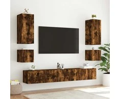TV staliukas Sieninė TV spintelė su LED lemputėmis, dūminė, 100x35x31cm