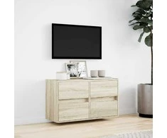 TV staliukas Sieninė TV spintelė su LED lemputėmis, ąžuolo, 80x31x45cm