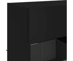 TV staliukas Sieninė TV spintelė su LED lemputėmis, juoda, 78,5x30x60,5cm