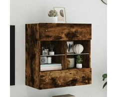 TV staliukas Sieninė TV spintelė su LED lemputėmis, dūminė, 58,5x30x60,5cm