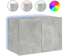 TV staliukas Sieninė TV spintelė su LED lemputėmis, betono pilka, 60x35x41cm