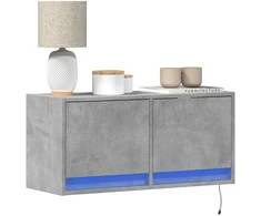 TV staliukas Sieninė TV spintelė su LED lemputėmis, betono, 80x31x35cm