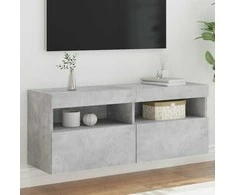 TV staliukas Sieninė TV spintelė su LED lemputėmis, betono, 100x30x40cm