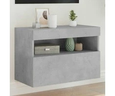 TV staliukas Sieninė TV spintelė su LED lemputėmis, betono pilka, 60x30x40cm