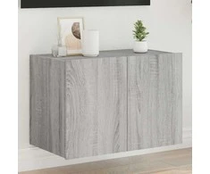 TV staliukas Sieninė TV spintelė su LED lemputėmis, pilka ąžuolo, 60x35x41cm