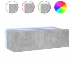 TV staliukas Sieninė TV spintelė su LED lemputėmis, betono, 100x35x31cm