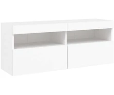 TV staliukas Sieninė TV spintelė su LED lemputėmis, balta, 100x30x40cm
