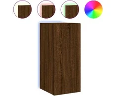 TV staliukas Sieninė TV spintelė su LED lemputėmis, ruda, 30,5x35x70cm