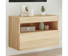 TV staliukas Sieninė TV spintelė su LED lemputėmis, ąžuolo, 60x30x40cm