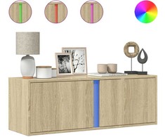 TV staliukas Sieninė TV spintelė su LED lemputėmis, ąžuolo, 100x31x35cm