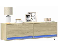 TV staliukas Sieninė TV spintelė su LED lemputėmis, ąžuolo, 140x31x38cm