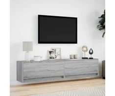 TV staliukas Sieninė TV spintelė su LED lemputėmis, pilka, 180x31x38cm