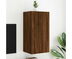 TV staliukas Sieninė TV spintelė su LED lemputėmis, ruda, 40,5x35x80cm