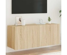 TV staliukas Sieninė TV spintelė su LED lemputėmis, ąžuolo, 100x35x41cm