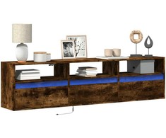 TV staliukas Sieninė TV spintelė su LED lemputėmis, dūminė, 180x31x45cm