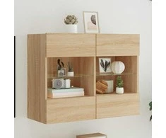 TV staliukas Sieninė TV spintelė su LED lemputėmis, ąžuolo, 78,5x30x60,5cm