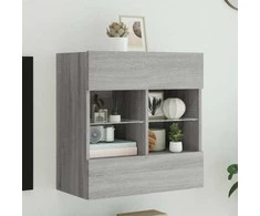 TV staliukas Sieninė TV spintelė su LED lemputėmis, pilka, 58,5x30x60,5cm