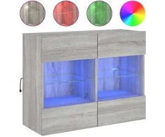 TV staliukas Sieninė TV spintelė su LED lemputėmis, pilka, 78,5x30x60,5cm