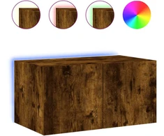 TV staliukas Sieninė TV spintelė su LED lemputėmis, dūminė, 60x35x31cm