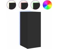 TV staliukas Sieninė TV spintelė su LED lemputėmis, juoda, 30,5x35x70cm
