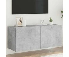TV staliukas Sieninė TV spintelė su LED lemputėmis, betono, 100x35x41cm