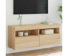 TV staliukas Sieninė TV spintelė su LED lemputėmis, ąžuolo, 100x30x40cm