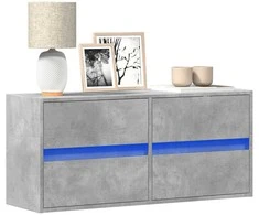 TV staliukas Sieninė TV spintelė su LED lemputėmis, betono, 100x31x45cm