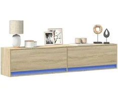 TV staliukas Sieninė TV spintelė su LED lemputėmis, ąžuolo, 180x31x38cm