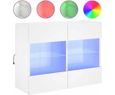 TV staliukas Sieninė TV spintelė su LED lemputėmis, balta, 78,5x30x60,5cm