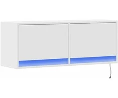 TV staliukas Sieninė TV spintelė su LED lemputėmis, balta, 100x31x35cm