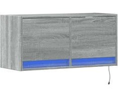 TV staliukas Sieninė TV spintelė su LED lemputėmis, pilka, 80x31x35cm