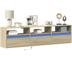 TV staliukas Sieninė TV spintelė su LED lemputėmis, ąžuolo, 180x31x45cm