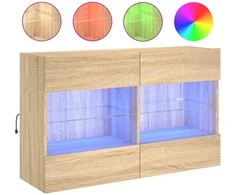 TV staliukas Sieninė TV spintelė su LED lemputėmis, ąžuolo, 98,5x30x60,5cm