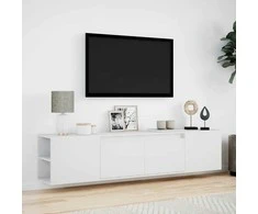 TV staliukas Sieninė TV spintelė su LED lemputėmis, balta, 180x31x39,5cm
