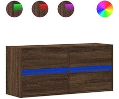 TV staliukas Sieninė TV spintelė su LED lemputėmis, ruda ąžuolo, 100x31x45cm