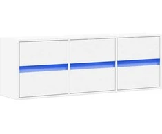 TV staliukas Sieninė TV spintelė su LED lemputėmis, balta, 130x31x45 cm