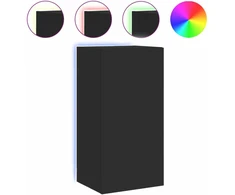 TV staliukas Sieninė TV spintelė su LED lemputėmis, juoda, 40,5x35x80cm