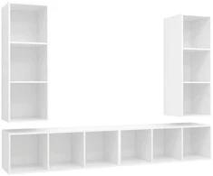 TV staliukas Sieninės televizoriaus spintelės, 4vnt., baltos, MDP