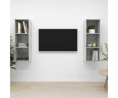 TV staliukas Sieninės televizoriaus spintelės, 2vnt., betono pilkos, MDP