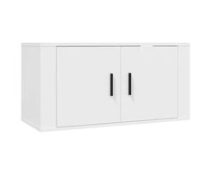 TV staliukas Sieninės televizoriaus spintelės, 2vnt., baltos, 80x34,5x40cm