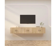 TV staliukas Sieninės televizoriaus spintelės, 3vnt., ąžuolo, 80x34,5x40cm