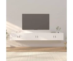 TV staliukas Sieninės televizoriaus spintelės, 3vnt., baltos, 100x34,5x40cm