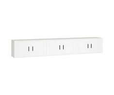 TV staliukas Sieninės televizoriaus spintelės, 3vnt., baltos, 80x34,5x40cm