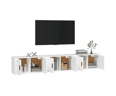 TV staliukas Sieninės televizoriaus spintelės, 3vnt., baltos, 80x34,5x40cm