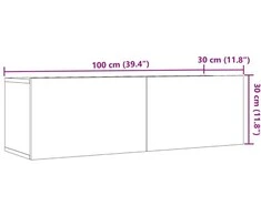 TV staliukas Sieninės TV spintelės, 2vnt., sendintos medienos, 100x30x30cm